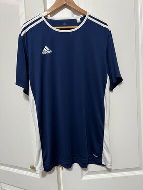 adidas Navy and White Short-Sleeve Athletic Jersey
